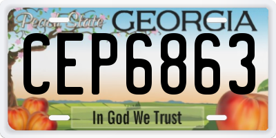 GA license plate CEP6863