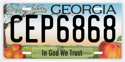 GA license plate CEP6868