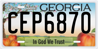 GA license plate CEP6870
