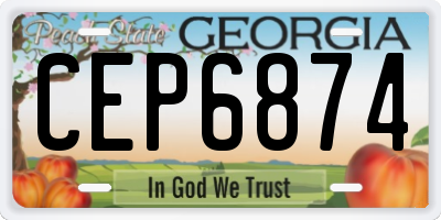 GA license plate CEP6874