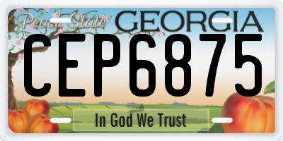 GA license plate CEP6875