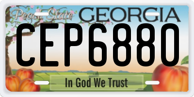GA license plate CEP6880