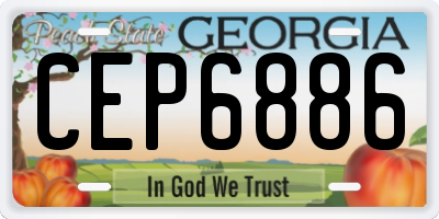 GA license plate CEP6886