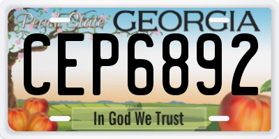 GA license plate CEP6892