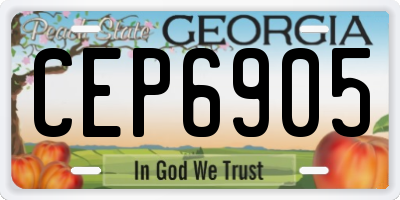 GA license plate CEP6905