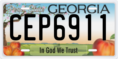 GA license plate CEP6911