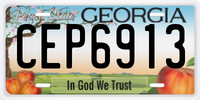 GA license plate CEP6913