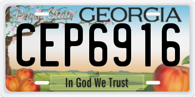 GA license plate CEP6916