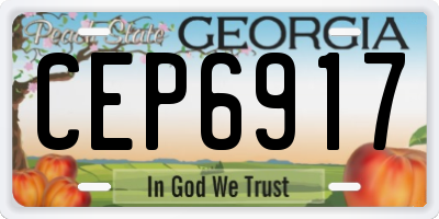 GA license plate CEP6917