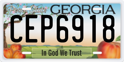 GA license plate CEP6918