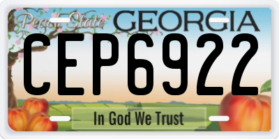 GA license plate CEP6922