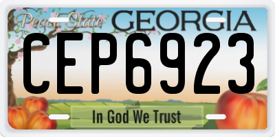 GA license plate CEP6923