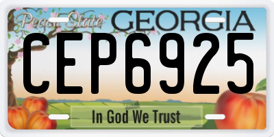 GA license plate CEP6925