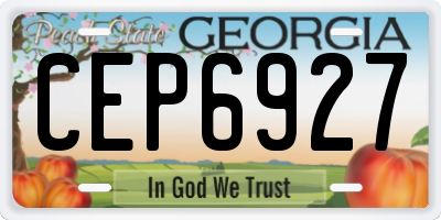 GA license plate CEP6927