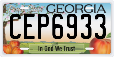 GA license plate CEP6933