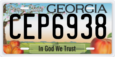GA license plate CEP6938