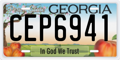 GA license plate CEP6941