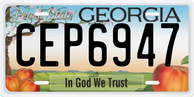 GA license plate CEP6947