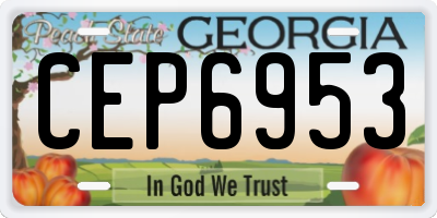 GA license plate CEP6953