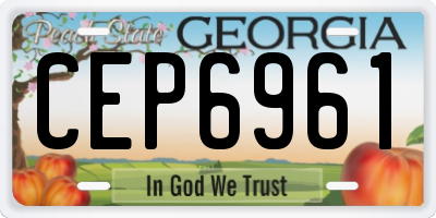 GA license plate CEP6961
