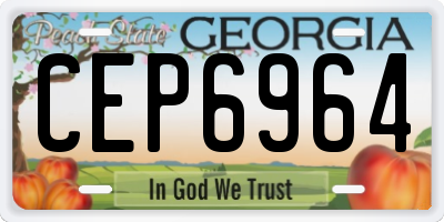 GA license plate CEP6964