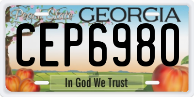 GA license plate CEP6980