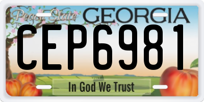 GA license plate CEP6981