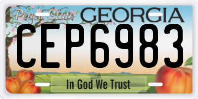GA license plate CEP6983