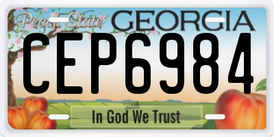 GA license plate CEP6984