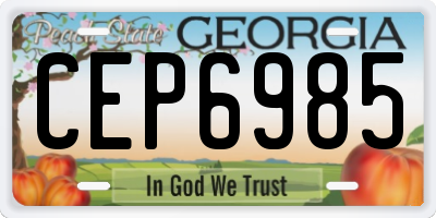 GA license plate CEP6985