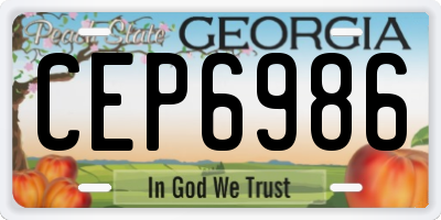 GA license plate CEP6986