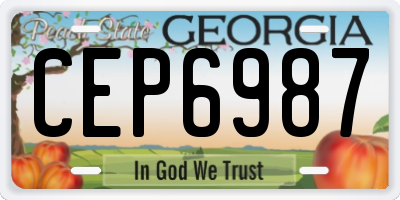 GA license plate CEP6987