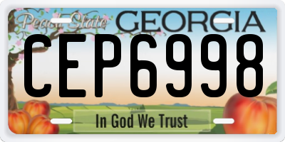 GA license plate CEP6998