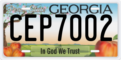 GA license plate CEP7002
