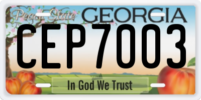 GA license plate CEP7003