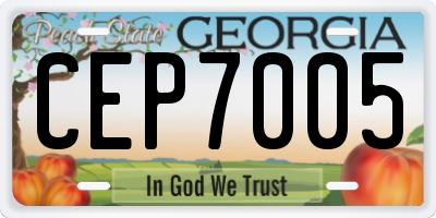 GA license plate CEP7005