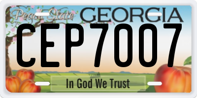 GA license plate CEP7007
