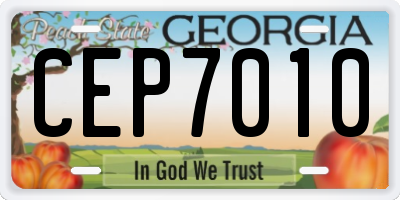 GA license plate CEP7010