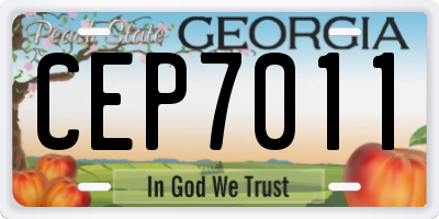 GA license plate CEP7011