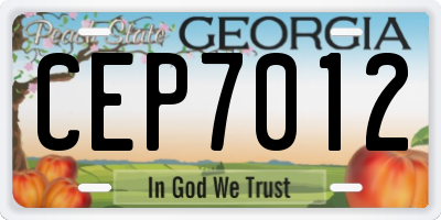GA license plate CEP7012