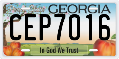 GA license plate CEP7016