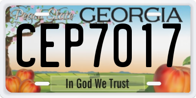 GA license plate CEP7017