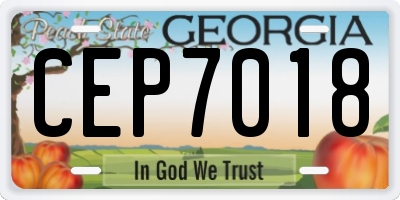 GA license plate CEP7018