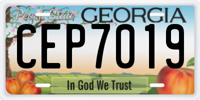GA license plate CEP7019