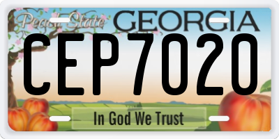 GA license plate CEP7020