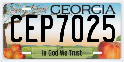 GA license plate CEP7025