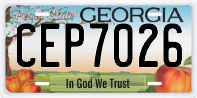 GA license plate CEP7026
