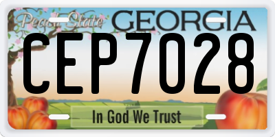 GA license plate CEP7028