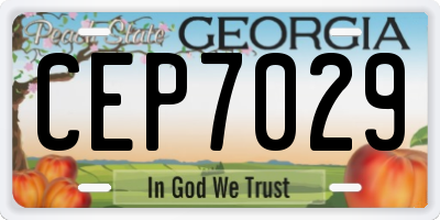 GA license plate CEP7029