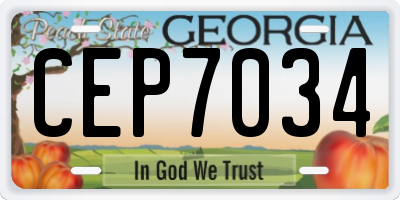 GA license plate CEP7034